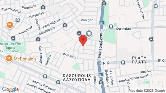 Apartments for rent i Nicosia Strovolos - kort over placeringen