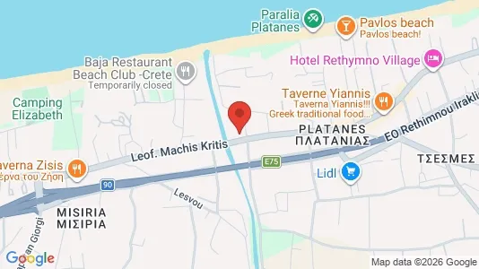 Apartments for rent i Rethymno - kort over placeringen