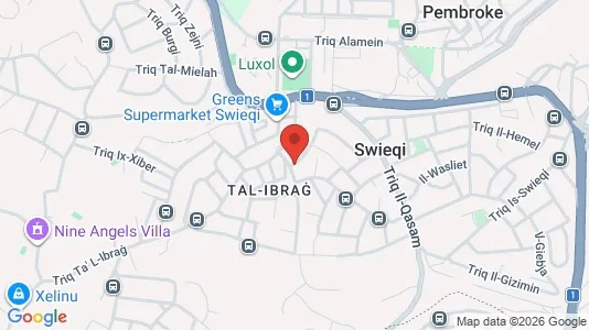 Apartments for rent i Swieqi - kort over placeringen