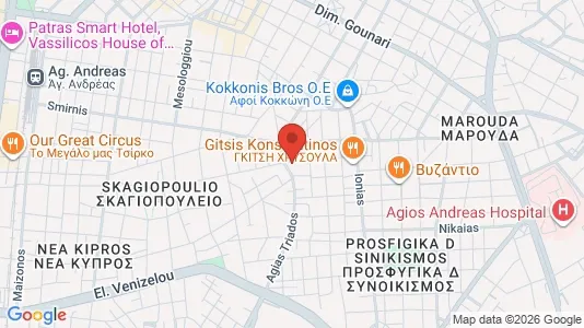 Apartments for rent i Patras - kort over placeringen