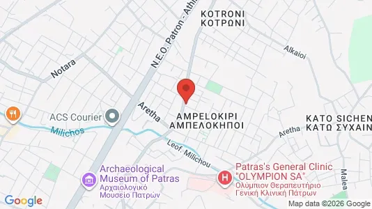 Apartments for rent i Patras - kort over placeringen