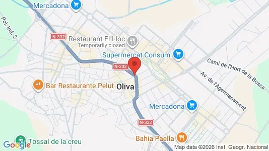 Apartments for rent i Oliva - kort over placeringen