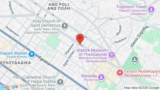 Apartments for rent i Thessaloniki - kort over placeringen