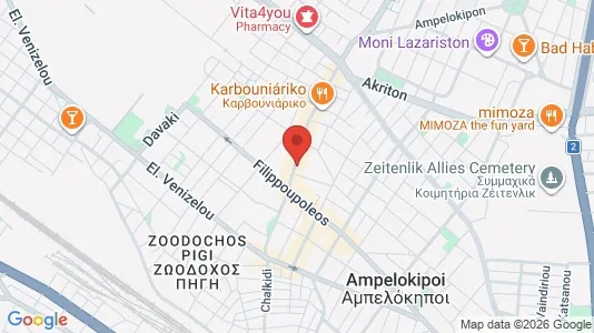 Apartments for rent i Ampelokipoi-Menemeni - kort over placeringen