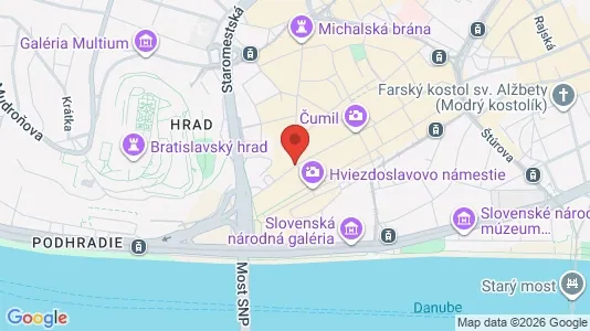 Apartments for rent i Bratislava Staré Mesto - kort over placeringen
