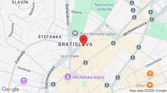 Apartments for rent i Bratislava Staré Mesto - kort over placeringen