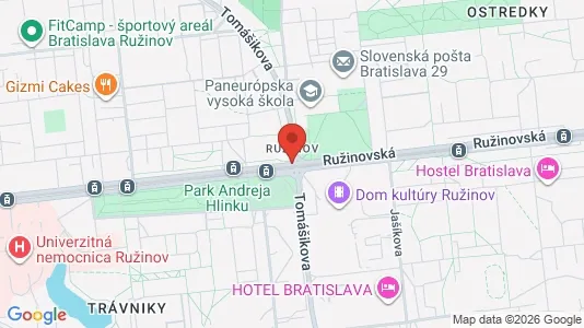 Apartments for rent i Bratislava Ružinov - kort over placeringen