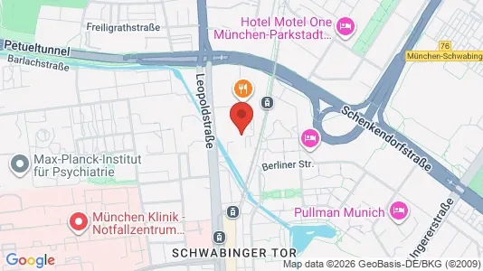 Apartments for rent i Munich Schwabing-Freimann - kort over placeringen
