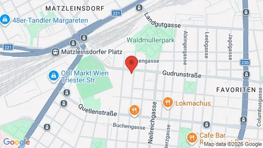 Apartments for rent i Vienna Favoriten - kort over placeringen