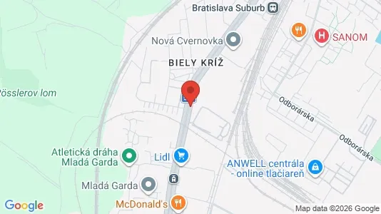 Apartments for rent i Bratislava Nové Mesto - kort over placeringen