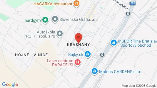 Apartments for rent i Bratislava Nové Mesto - kort over placeringen
