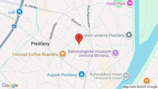 Apartments for rent i Piešťany - kort over placeringen