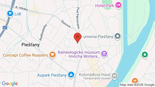 Apartments for rent i Piešťany - kort over placeringen