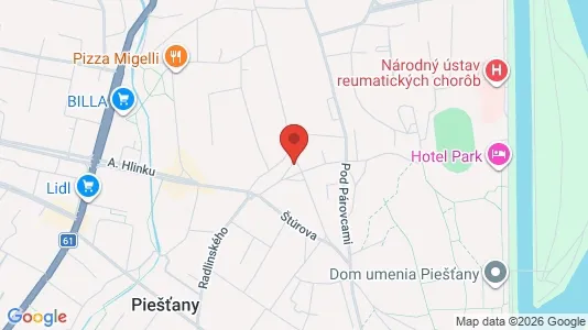 Apartments for rent i Piešťany - kort over placeringen