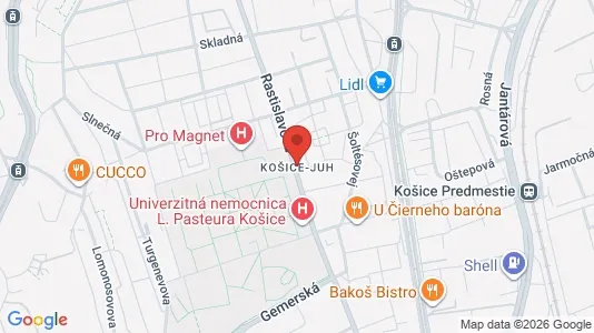 Apartments for rent i Košice Dargovských hrdinov - kort over placeringen
