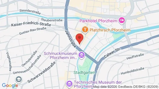 Apartments for rent i Pforzheim - kort over placeringen