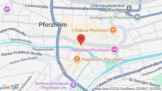 Apartments for rent i Pforzheim - kort over placeringen