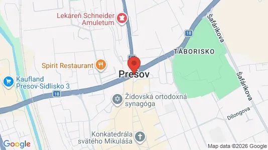 Apartments for rent i Prešov - kort over placeringen