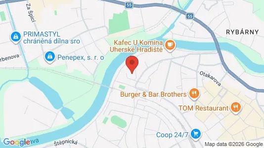 Apartments for rent i Uherské Hradiště - kort over placeringen