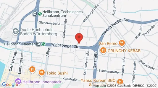 Apartments for rent i Heilbronn - kort over placeringen
