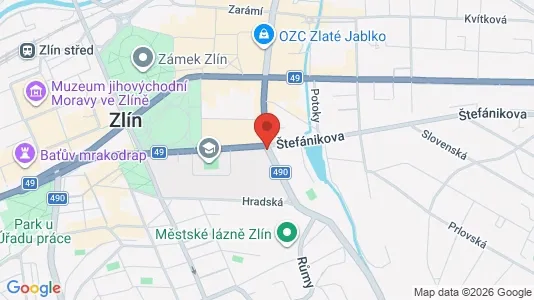 Apartments for rent i Zlín - kort over placeringen