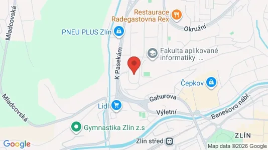 Apartments for rent i Zlín - kort over placeringen