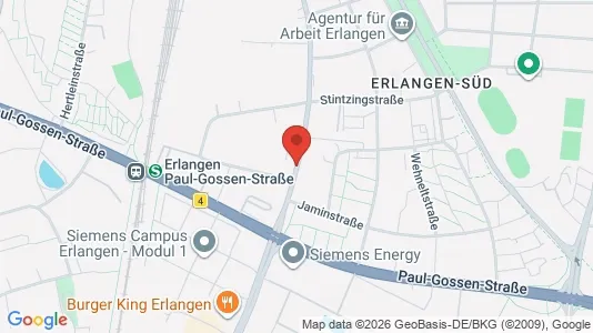 Apartments for rent i Erlangen - kort over placeringen