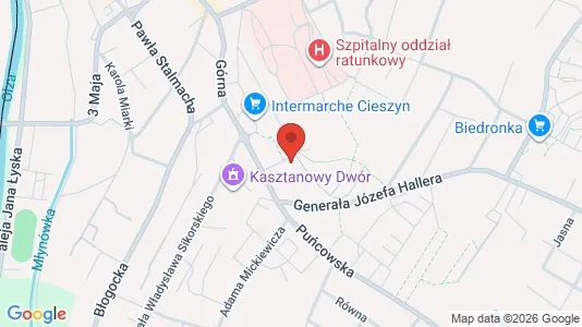 Apartments for rent i Cieszyński - kort over placeringen