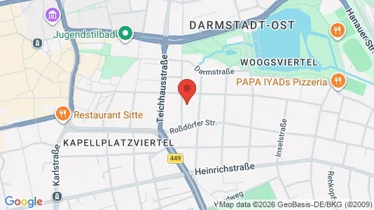Apartments for rent i Darmstadt - kort over placeringen
