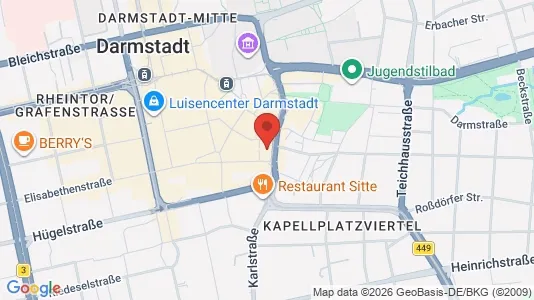 Apartments for rent i Darmstadt - kort over placeringen