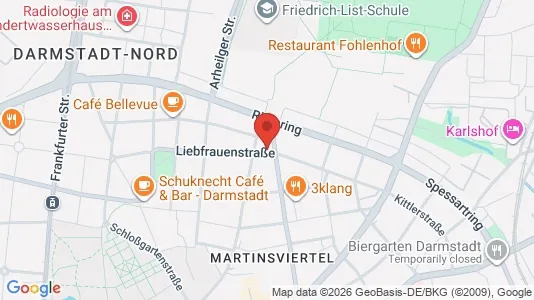 Apartments for rent i Darmstadt - kort over placeringen