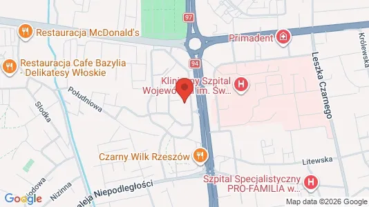 Apartments for rent i Rzeszów - kort over placeringen