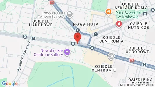 Apartments for rent i Kraków Nowa Huta - kort over placeringen
