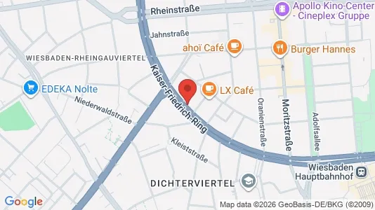 Apartments for rent i Wiesbaden - kort over placeringen