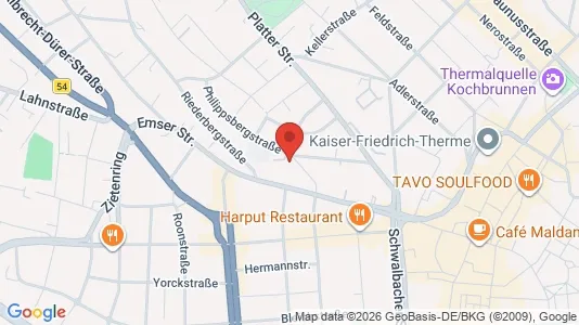 Apartments for rent i Wiesbaden - kort over placeringen