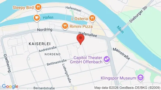 Apartments for rent i Offenbach am Main - kort over placeringen
