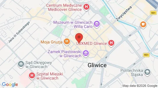 Apartments for rent i Gliwice - kort over placeringen