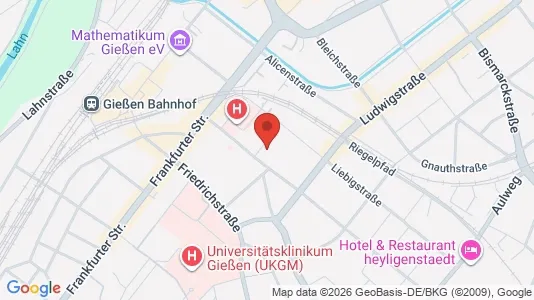 Apartments for rent i Gießen - kort over placeringen