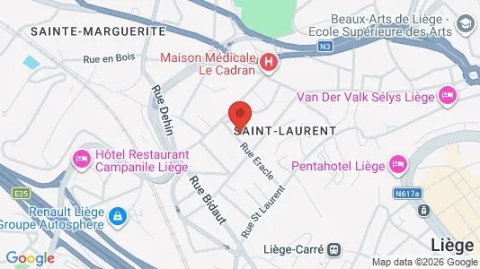 Apartments for rent i Luik - kort over placeringen