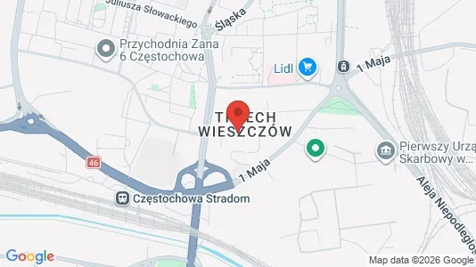 Apartments for rent i Częstochowa - kort over placeringen