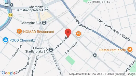 Apartments for rent i Chemnitz - kort over placeringen