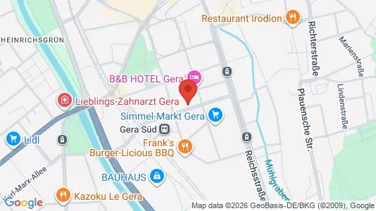 Apartments for rent i Gera - kort over placeringen
