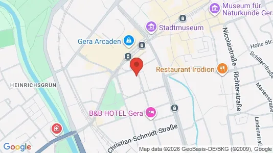 Apartments for rent i Gera - kort over placeringen