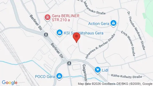 Apartments for rent i Gera - kort over placeringen