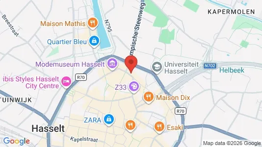 Rooms for rent i Hasselt - kort over placeringen