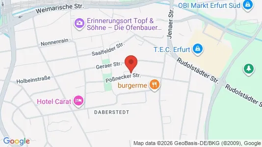 Apartments for rent i Erfurt - kort over placeringen