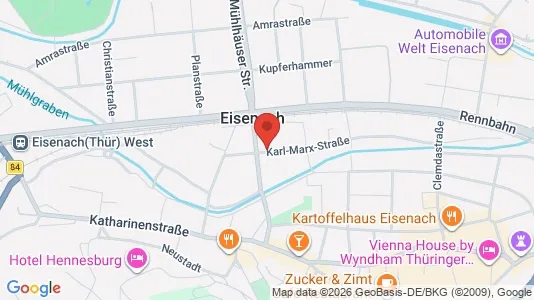 Apartments for rent i Eisenach - kort over placeringen