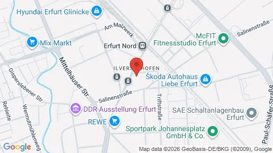 Apartments for rent i Erfurt - kort over placeringen