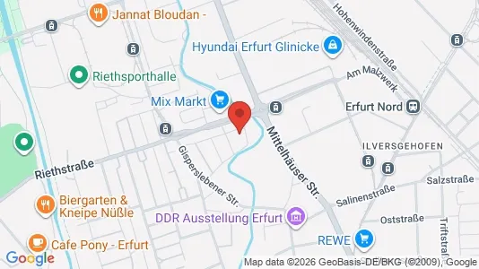 Apartments for rent i Erfurt - kort over placeringen