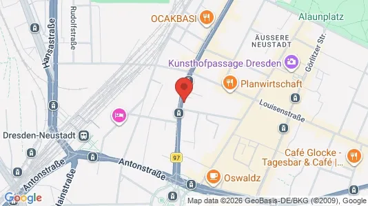 Apartments for rent i Dresden - kort over placeringen